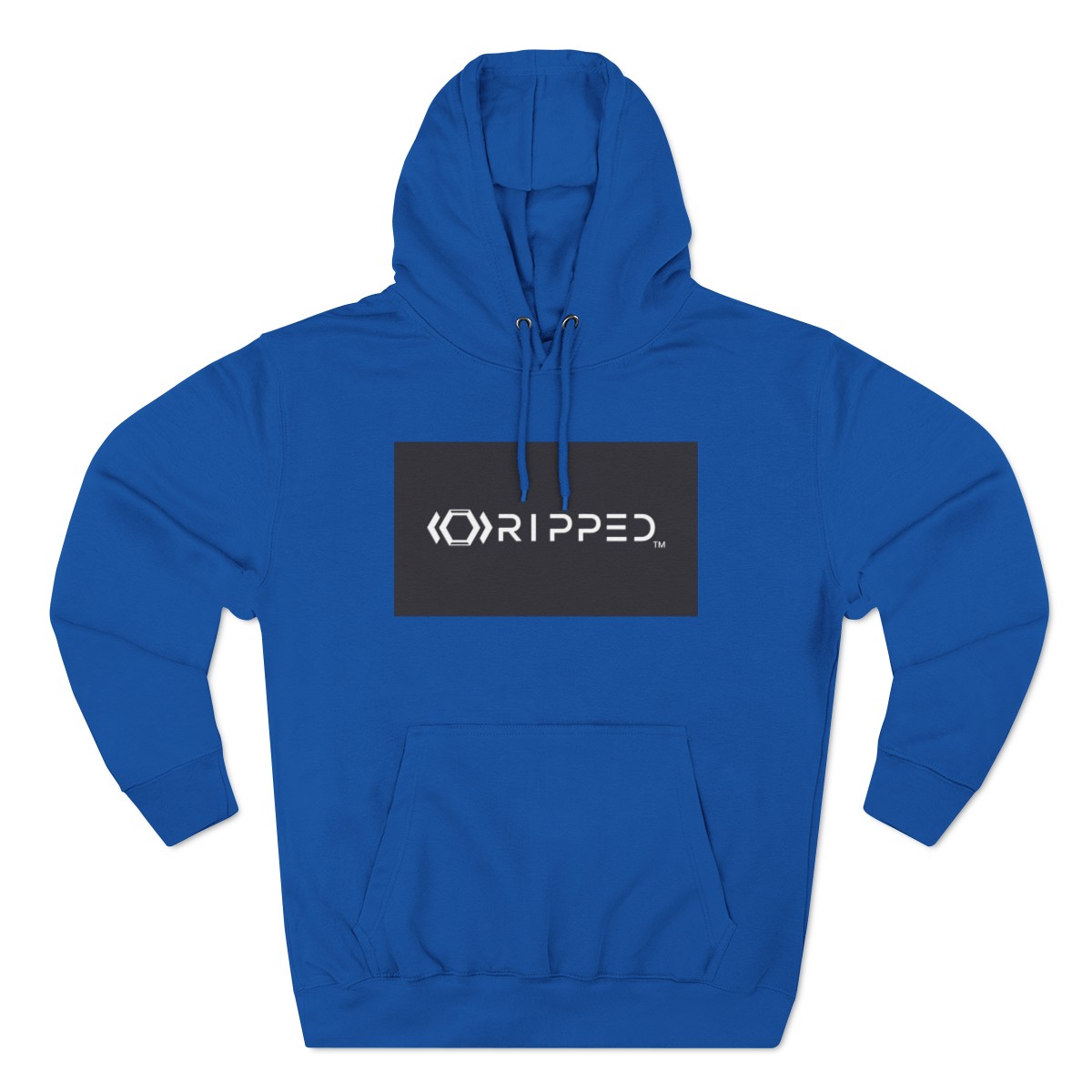 Ripped Women’s Blue Fleece Hoodie(Black/White Logo)