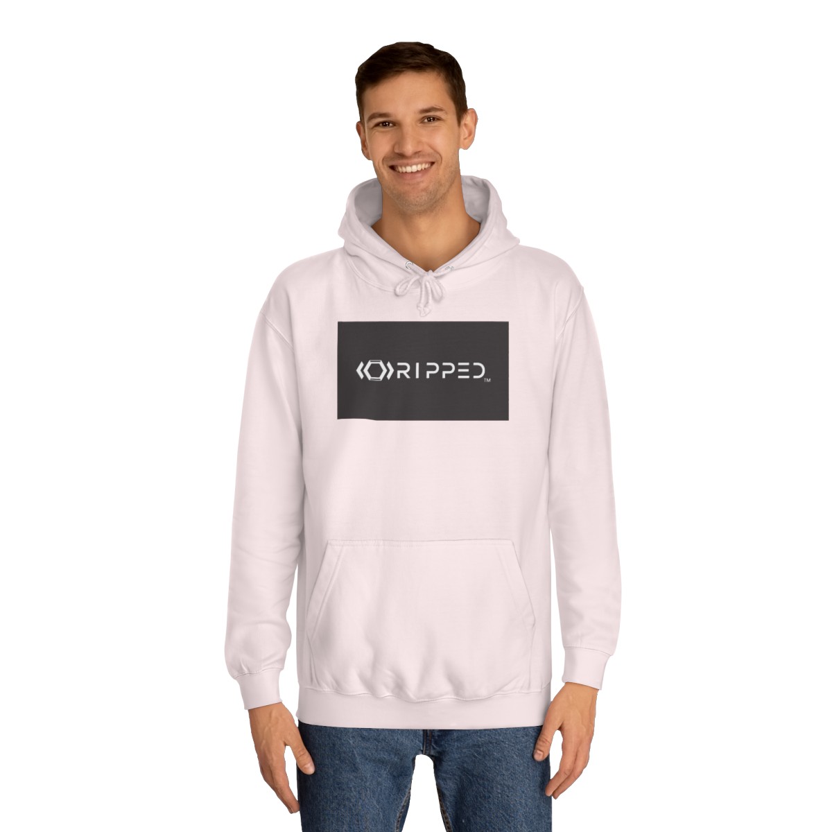 Ripped Women’s Light Pink Hoodie(Black/White Logo) - Image 3