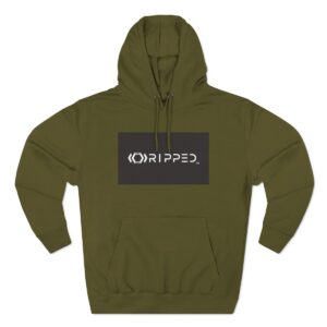 Ripped Men’s Green Fleece Hoodie(Black/White Logo)