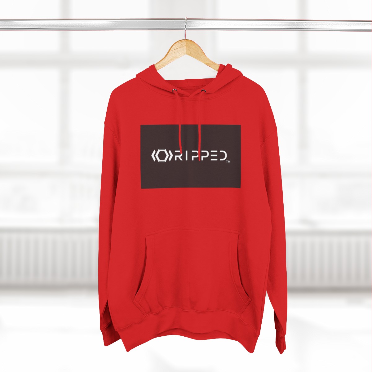 Ripped Women’s Red Fleece Hoodie(Black/White Logo) - Image 4