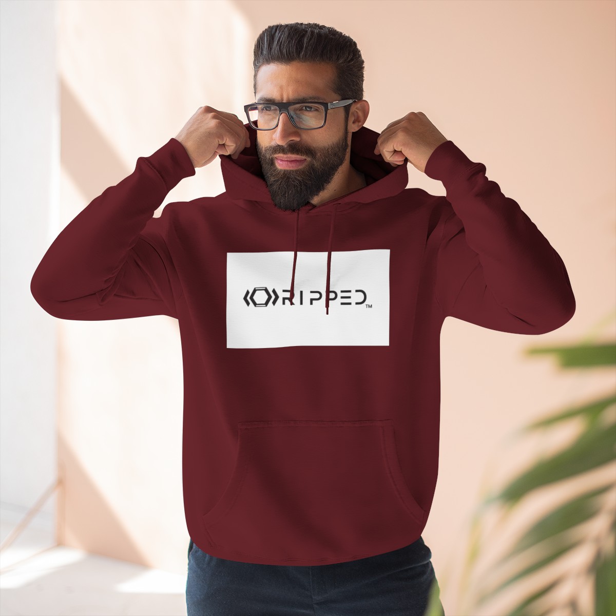 Ripped Women’s Burgundy Fleece Hoodie - Image 5