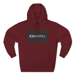 Ripped Women’s Burgundy Fleece Hoodie(Black/White Logo)