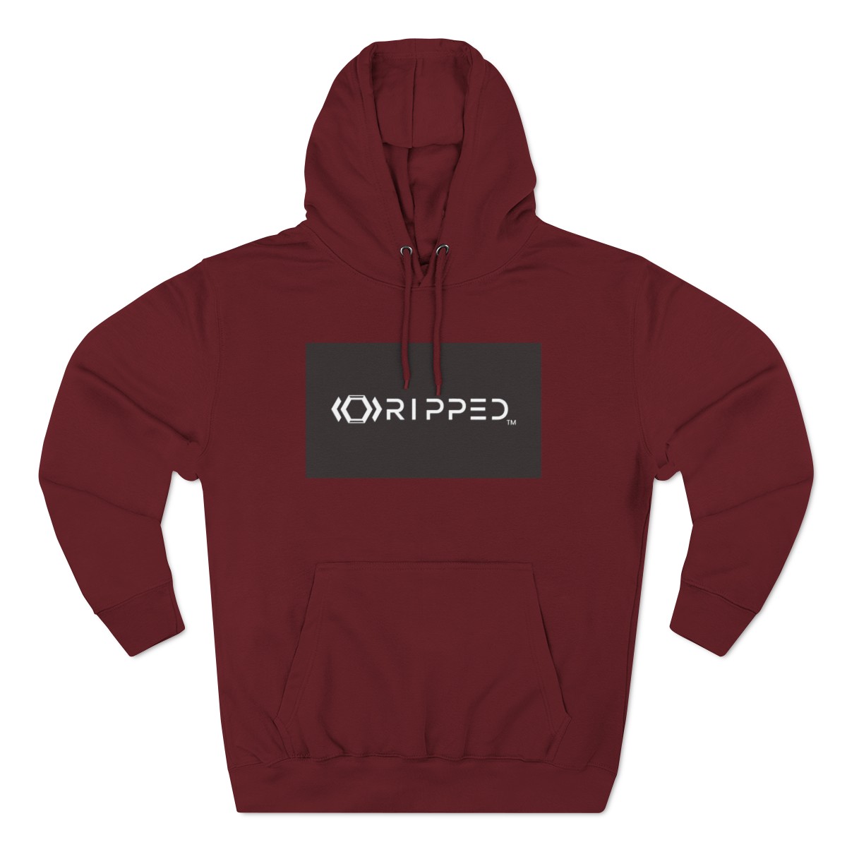 Ripped Men’s Burgundy Fleece Hoodie(Black/White Logo)