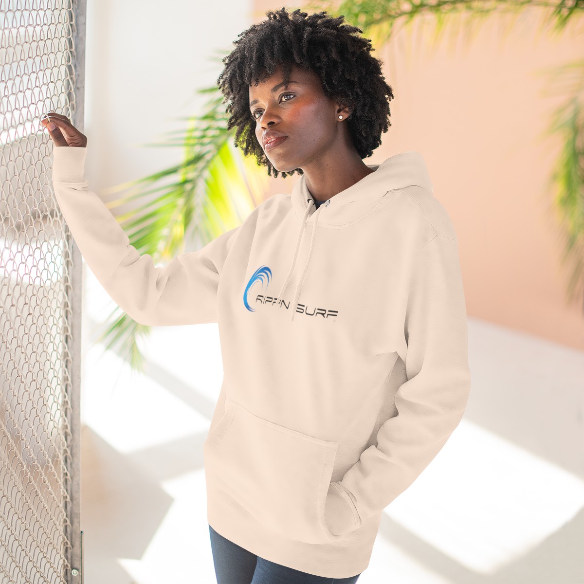 Rippn Surf Women’s Pale Pink Fleece Hoodie - Image 6