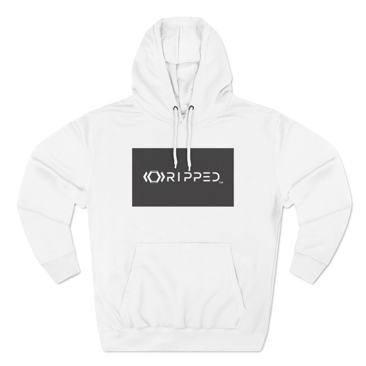 Ripped Men’s White Fleece Hoodie(Black/White Logo)