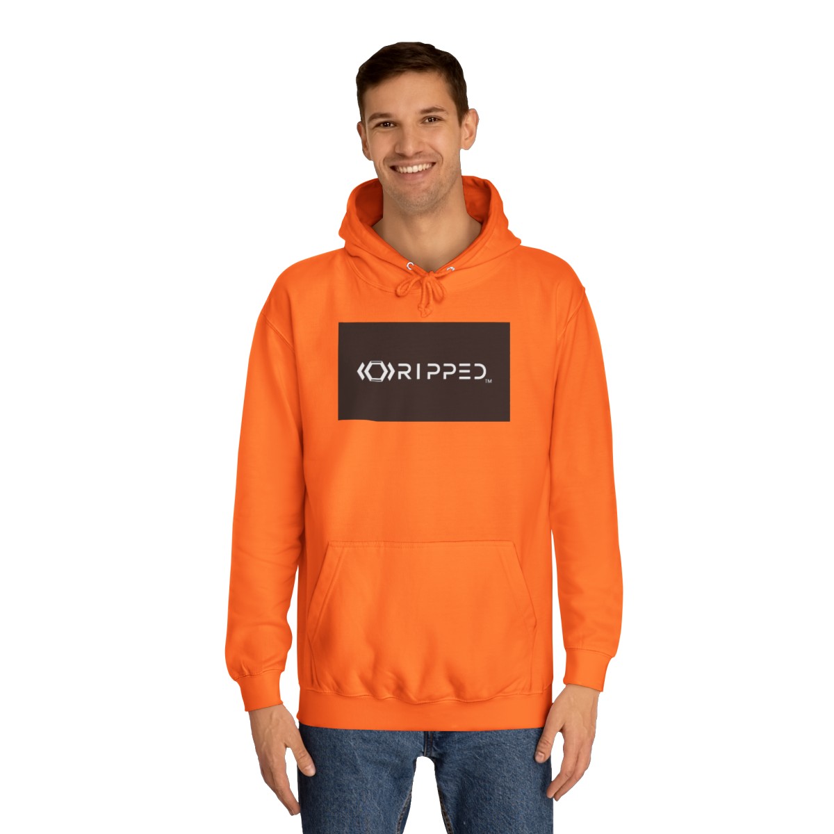 Ripped Women’s Orange Hoodie(Black/White Logo) - Image 3