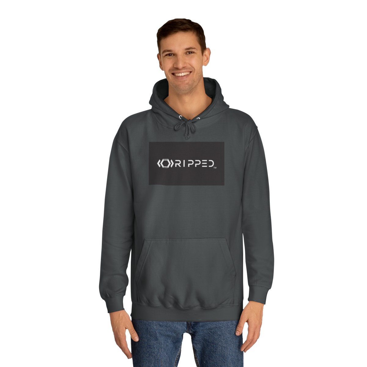 Ripped Women’s Steel Grey Hoodie(Black/White Logo) - Image 3
