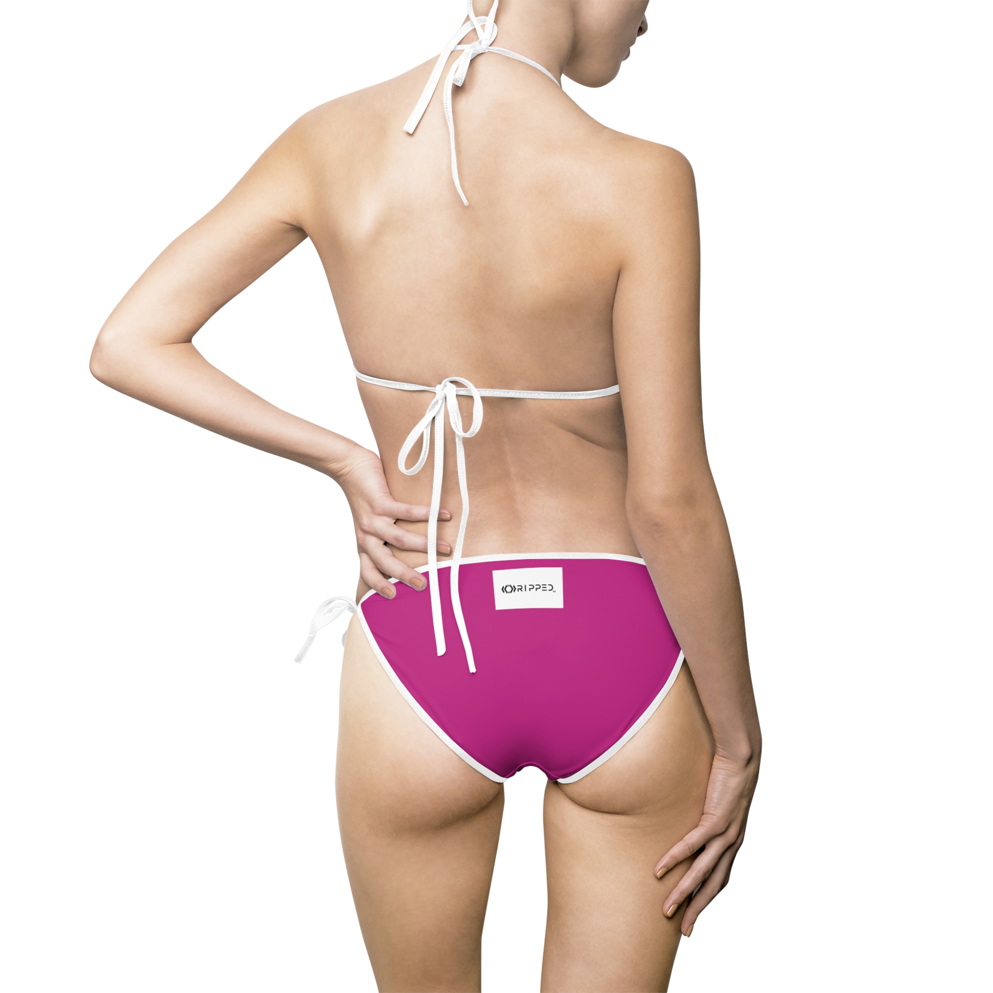 Ripped Frontside Backside Pink White Strapped Women's Bikini