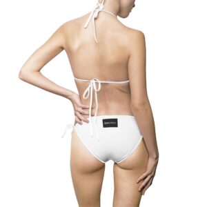 Ripped Backside White Strapped Women’s Bikini(Black/White Logo)