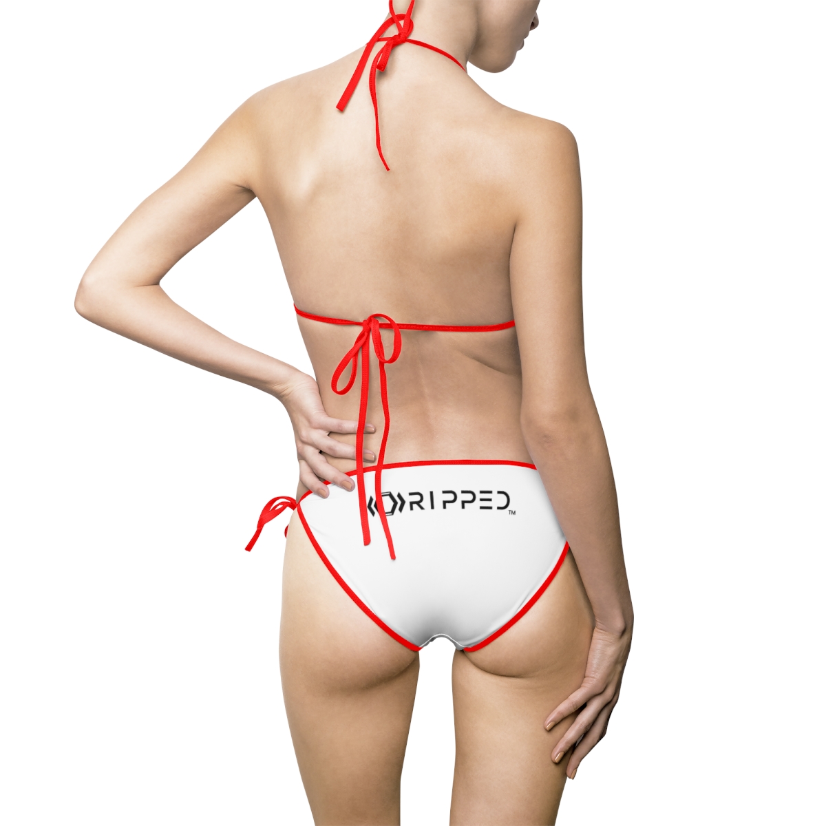 Ripped Red Strapped Women's Bikini