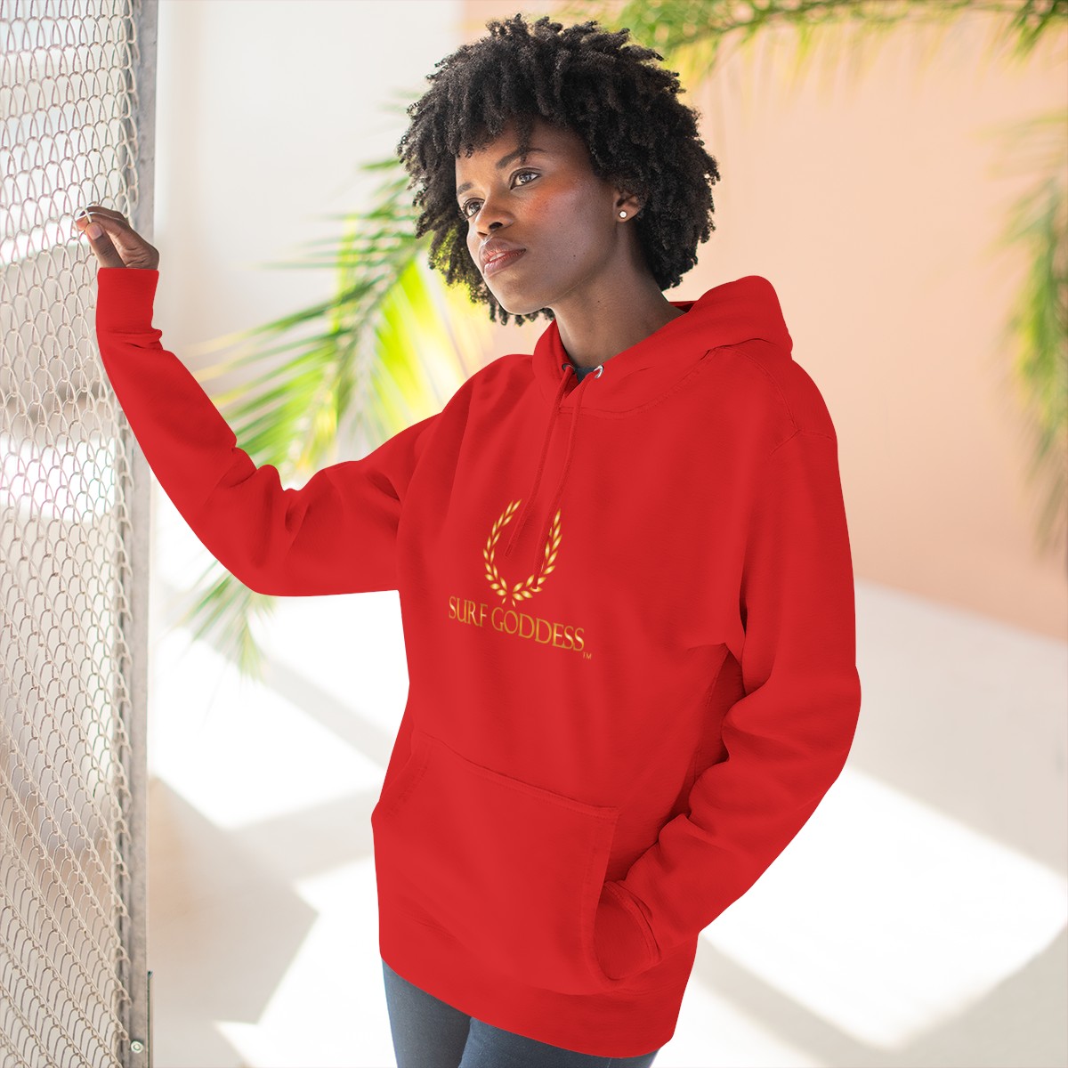 Surf Goddess Women’s Red Fleece Hoodie - Image 6