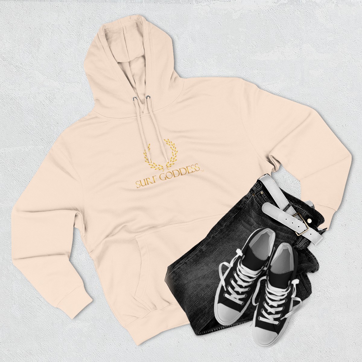 Surf Goddess Women’s Pale Pink Fleece Hoodie - Image 3