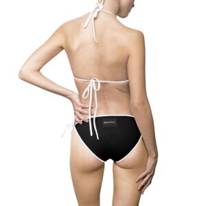 Ripped Backside Black White Strapped Women’s Bikini(Black/White Logo)