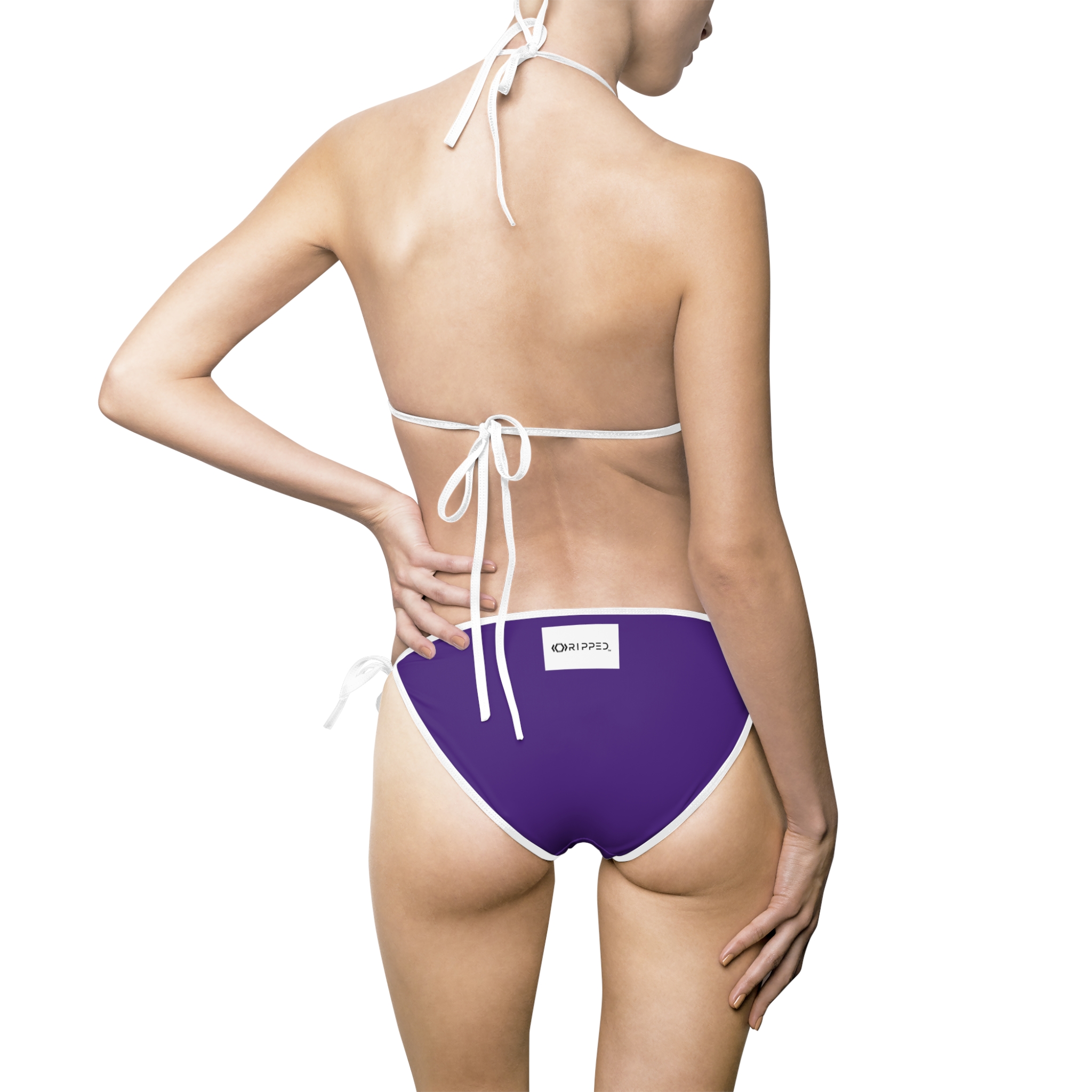 Ripped Frontside Backside Purple White Strapped Women's Bikini
