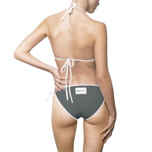 Ripped Backside Dark Grey White Strapped Women’s Bikini