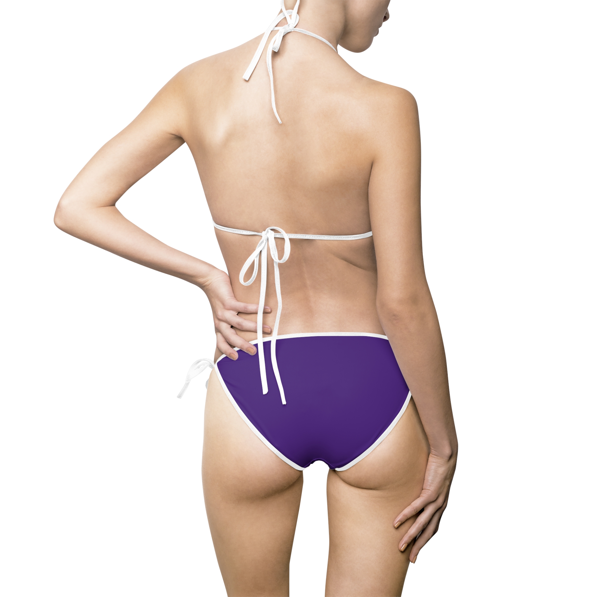 Ripped Purple White Strapped Women's Bikini - Image 3