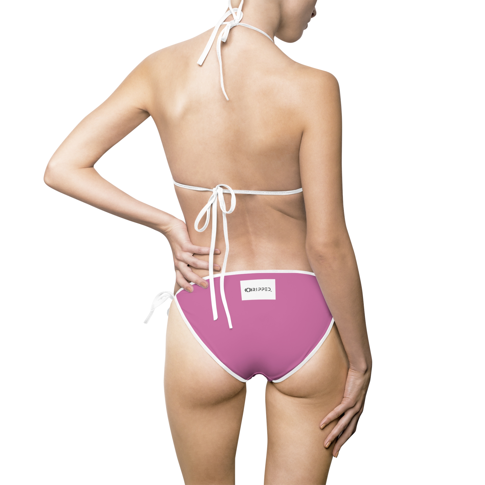Ripped Backside Light Pink White Strapped Women’s Bikini