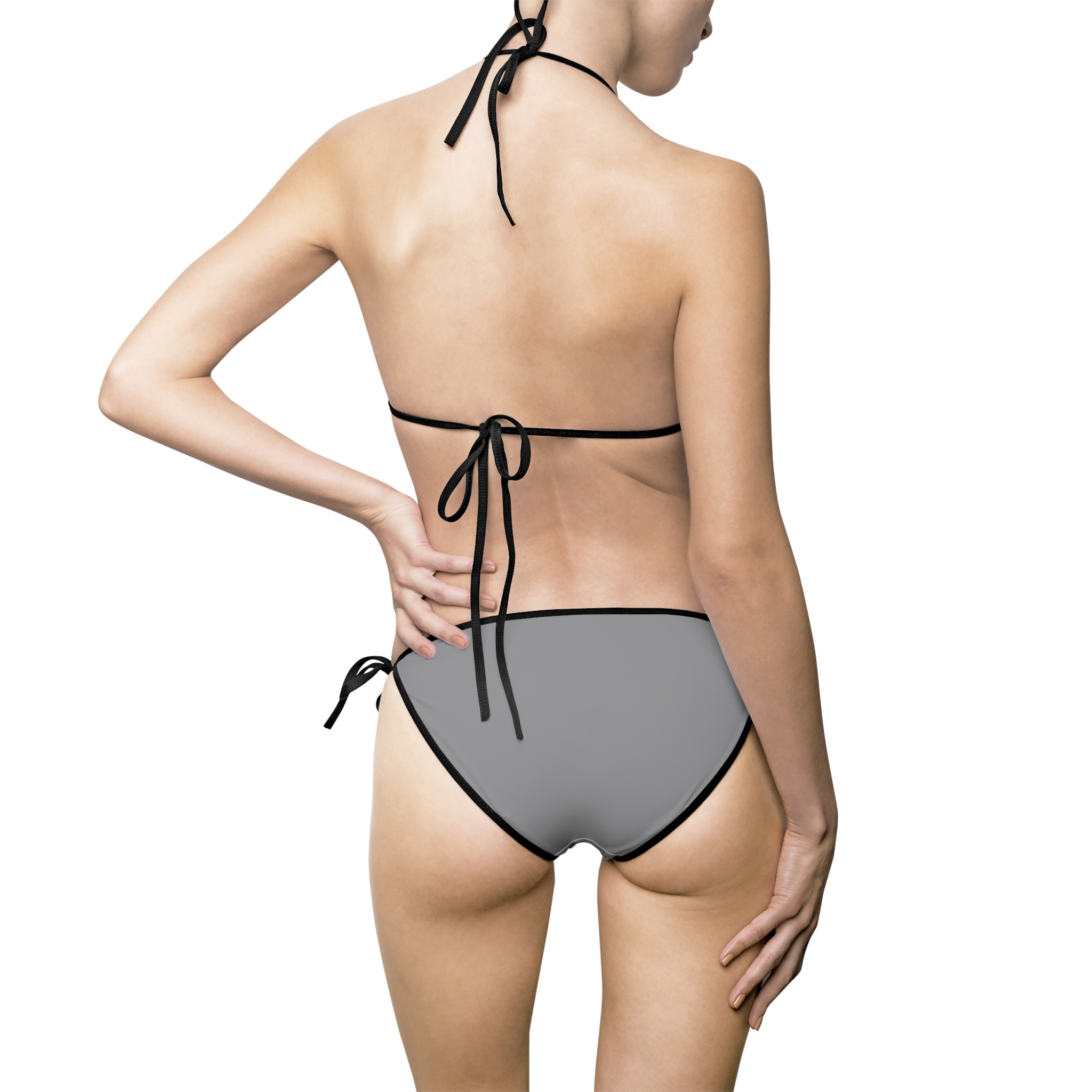 Ripped Grey Black Strapped Women's Bikini - Image 3