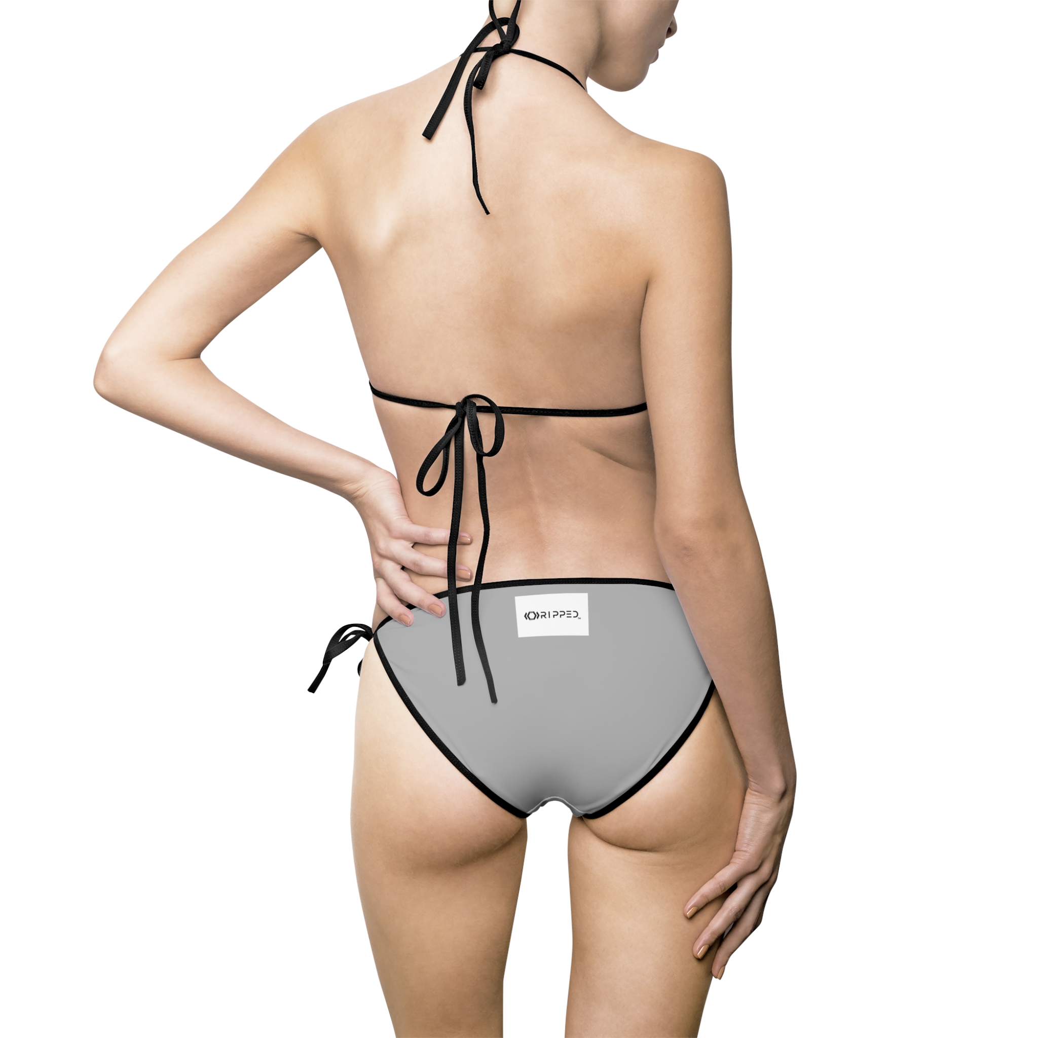 Ripped Frontside Backside Light Grey Black Strapped Women's Bikini