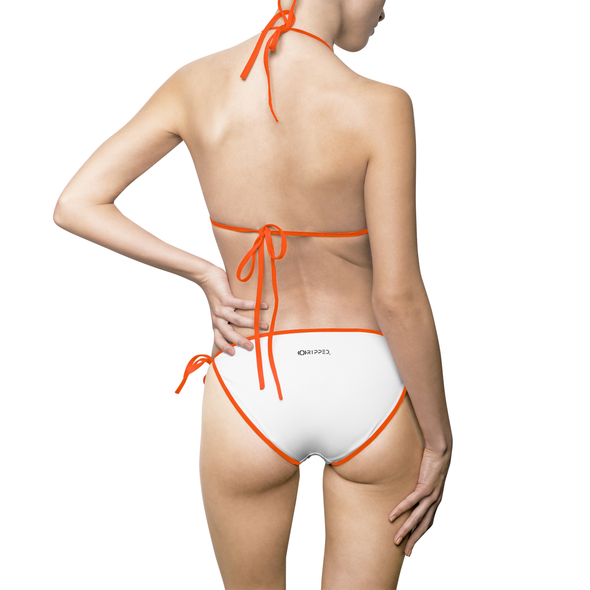 Ripped Backside Orange Strapped Women’s Bikini