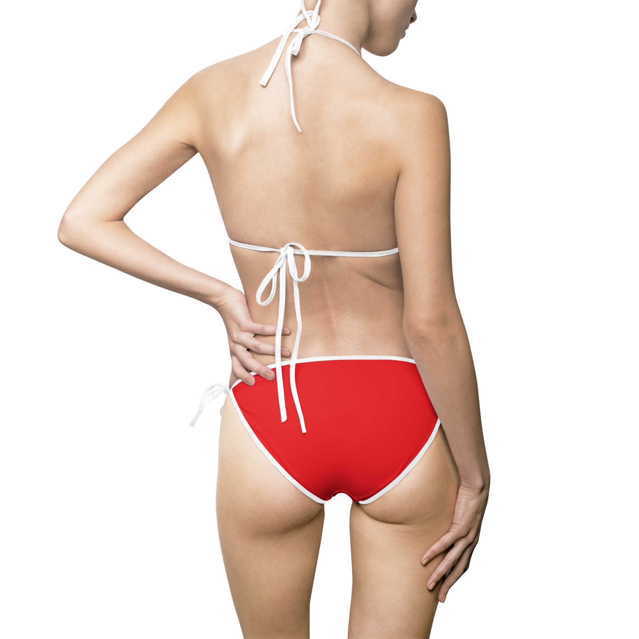Ripped Red White Strapped Women's Bikini - Image 3