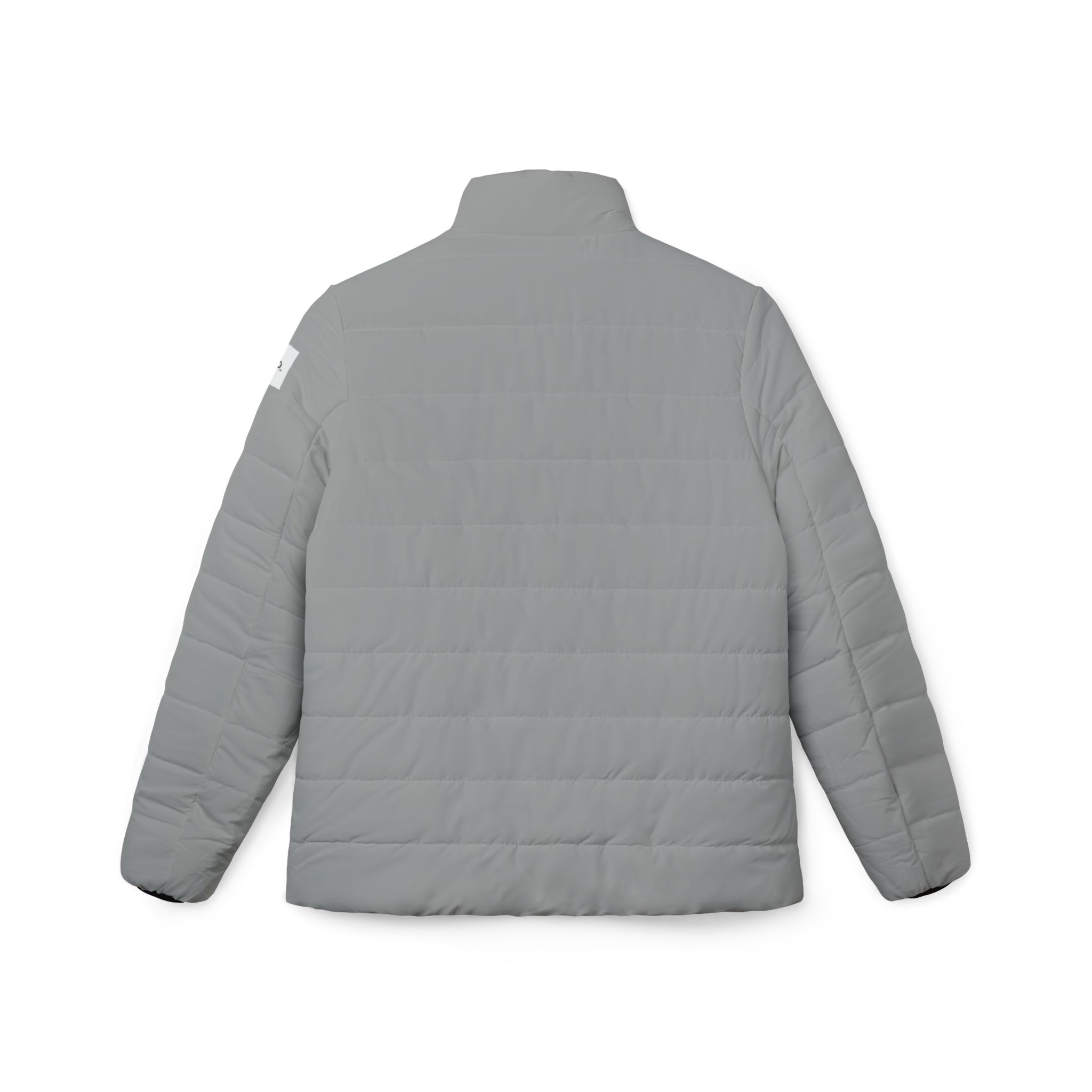 Ripped Light Grey Women’s Puffer Jacket(White Logo) - Image 2