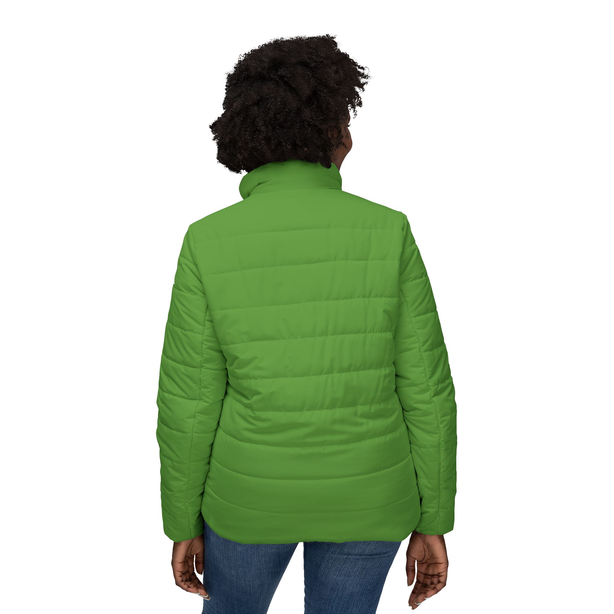 Ripped Green Women’s Puffer Jacket(White Logo) - Image 4