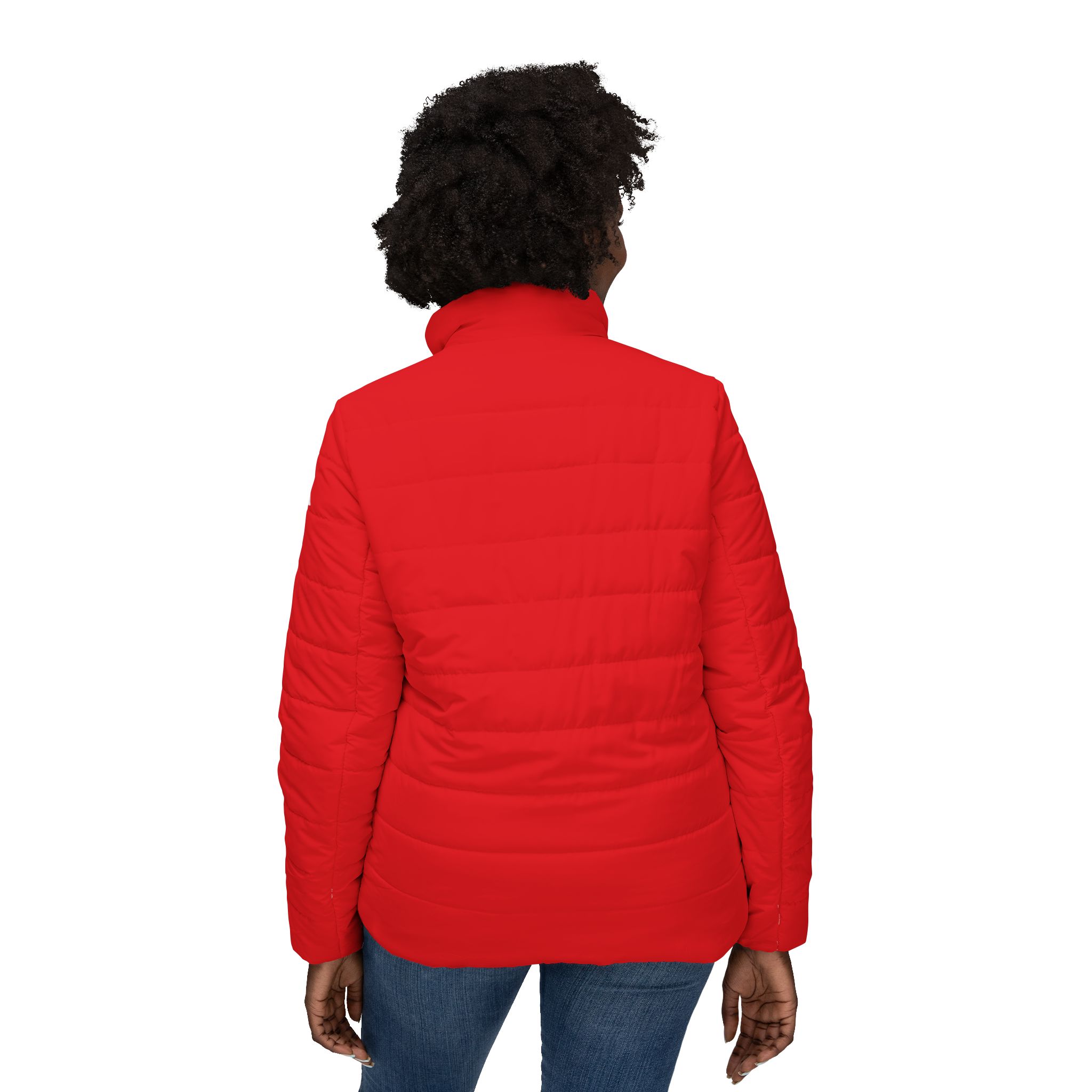 Ripped Red Women’s Puffer Jacket(White Logo) - Image 4