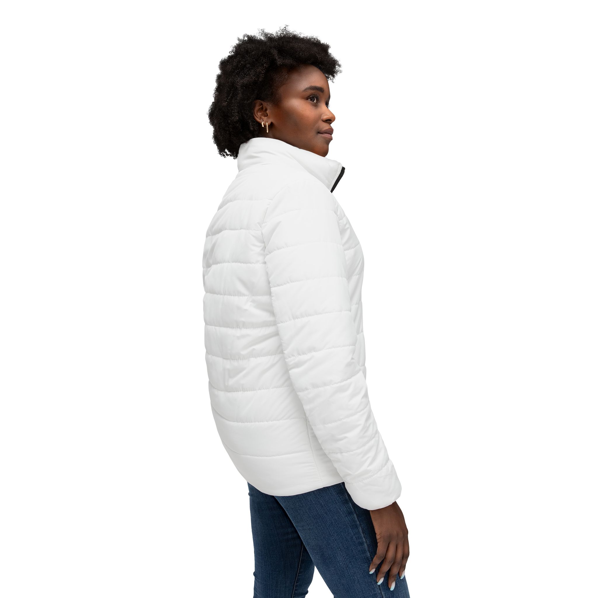 Ripped White Women’s Puffer Jacket(White Logo) - Image 6