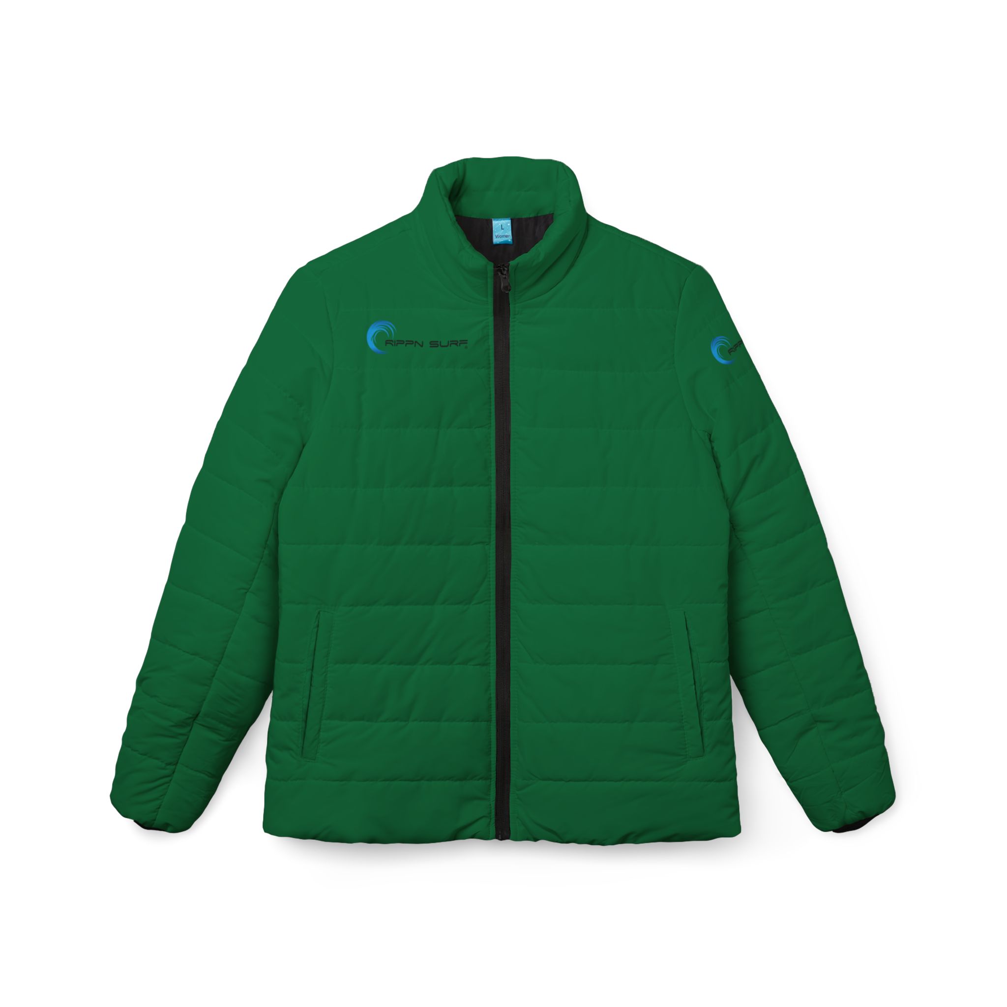 Rippn Surf Frontside Backside Dark Green Women’s Puffer Jacket - Image 2