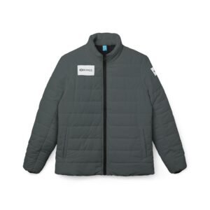 Ripped Dark Grey Women’s Puffer Jacket(White Logo)