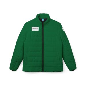 Ripped Dark Green Women’s Puffer Jacket(White Logo)