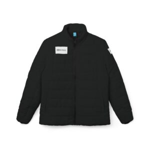 Ripped Black Women’s Puffer Jacket(White Logo)