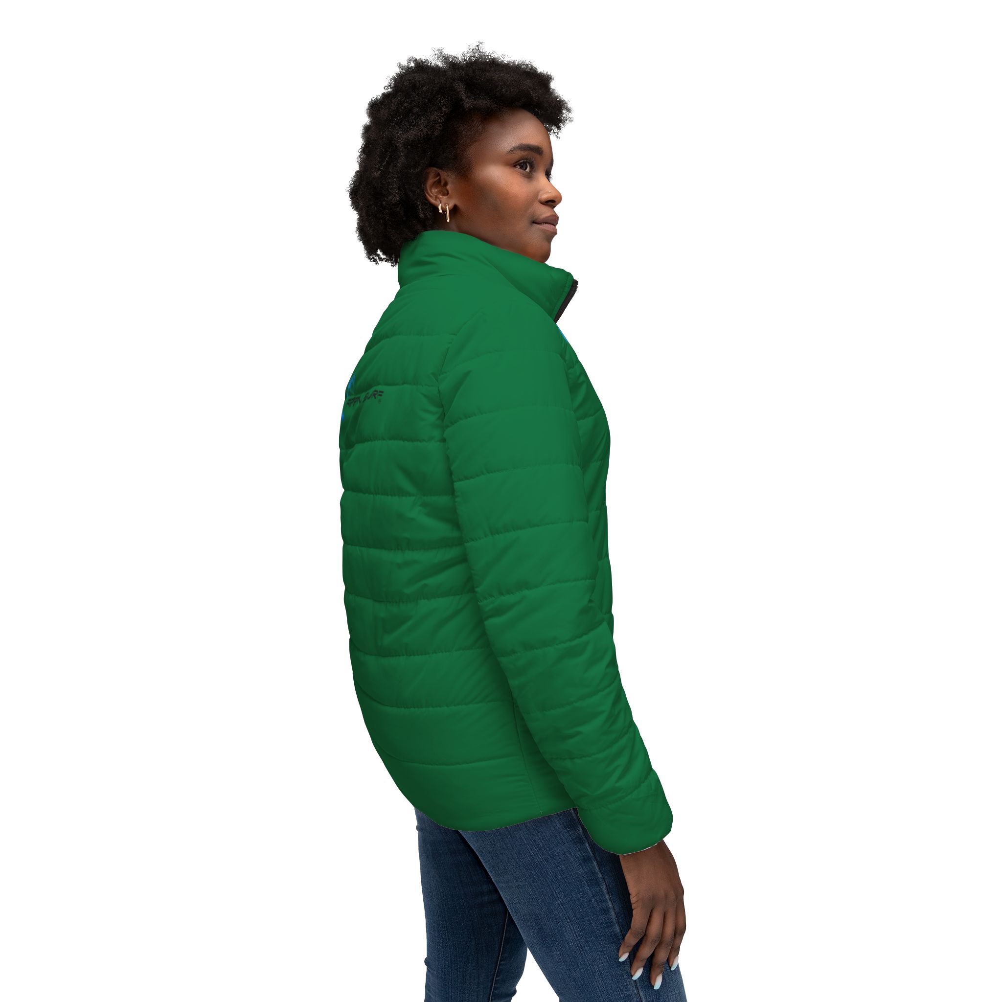 Rippn Surf Frontside Backside Dark Green Women’s Puffer Jacket - Image 6