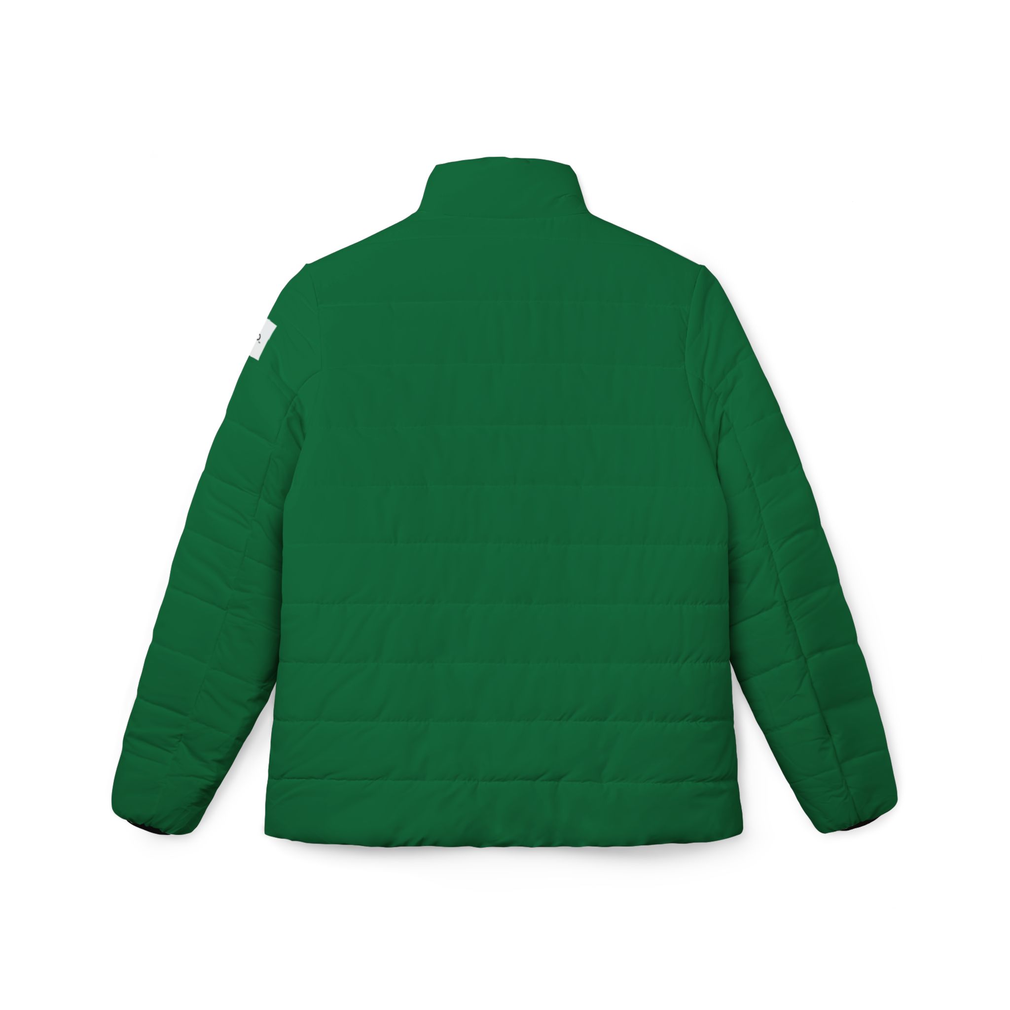 Ripped Dark Green Women’s Puffer Jacket(White Logo) - Image 2