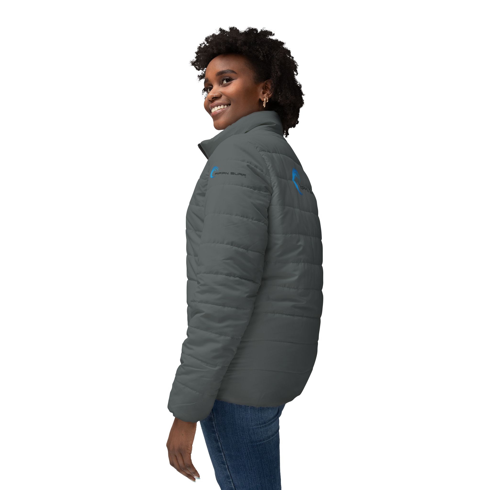 Rippn Surf Frontside Backside Dark Grey Women’s Puffer Jacket - Image 5