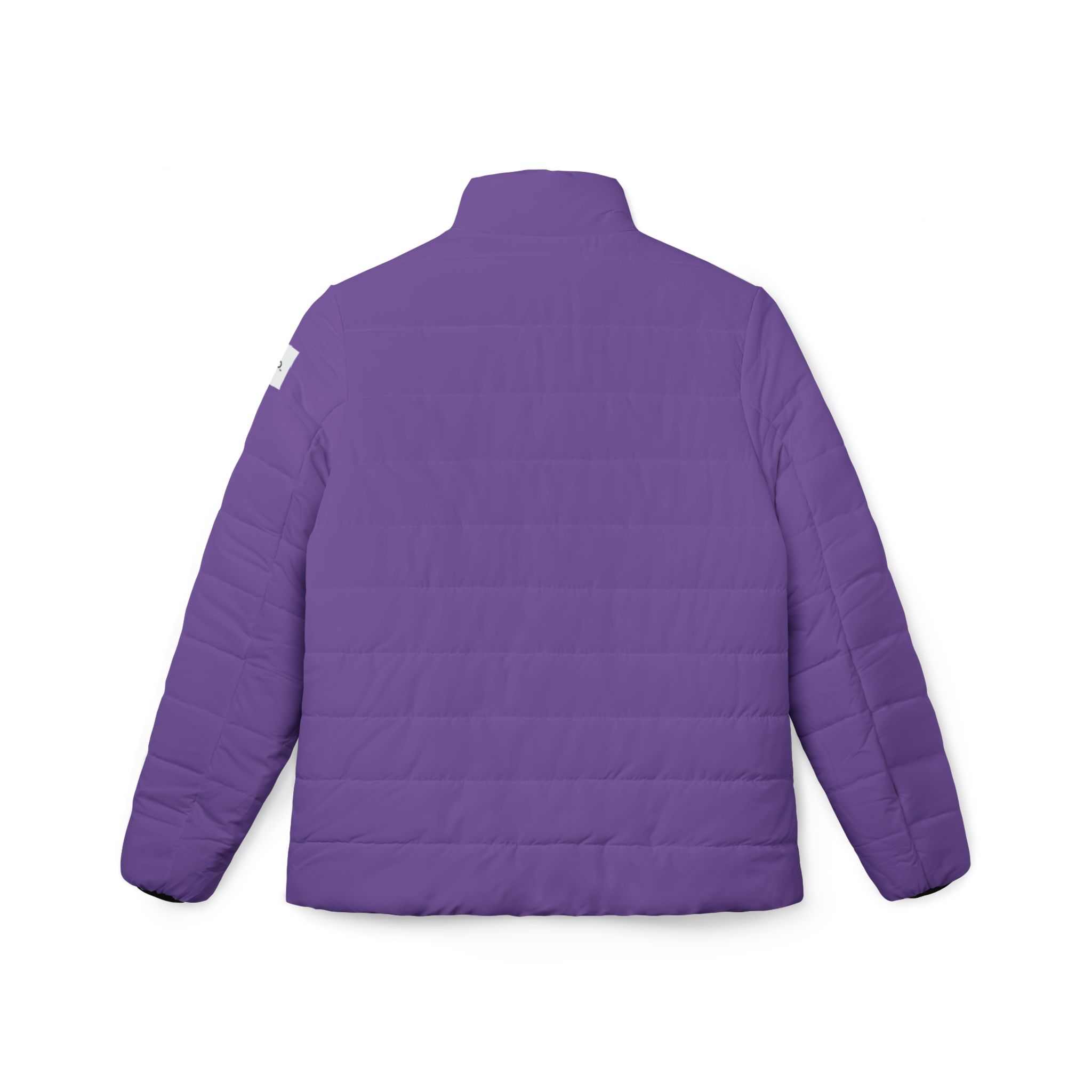 Ripped Light Purple Women’s Puffer Jacket(White Logo) - Image 2