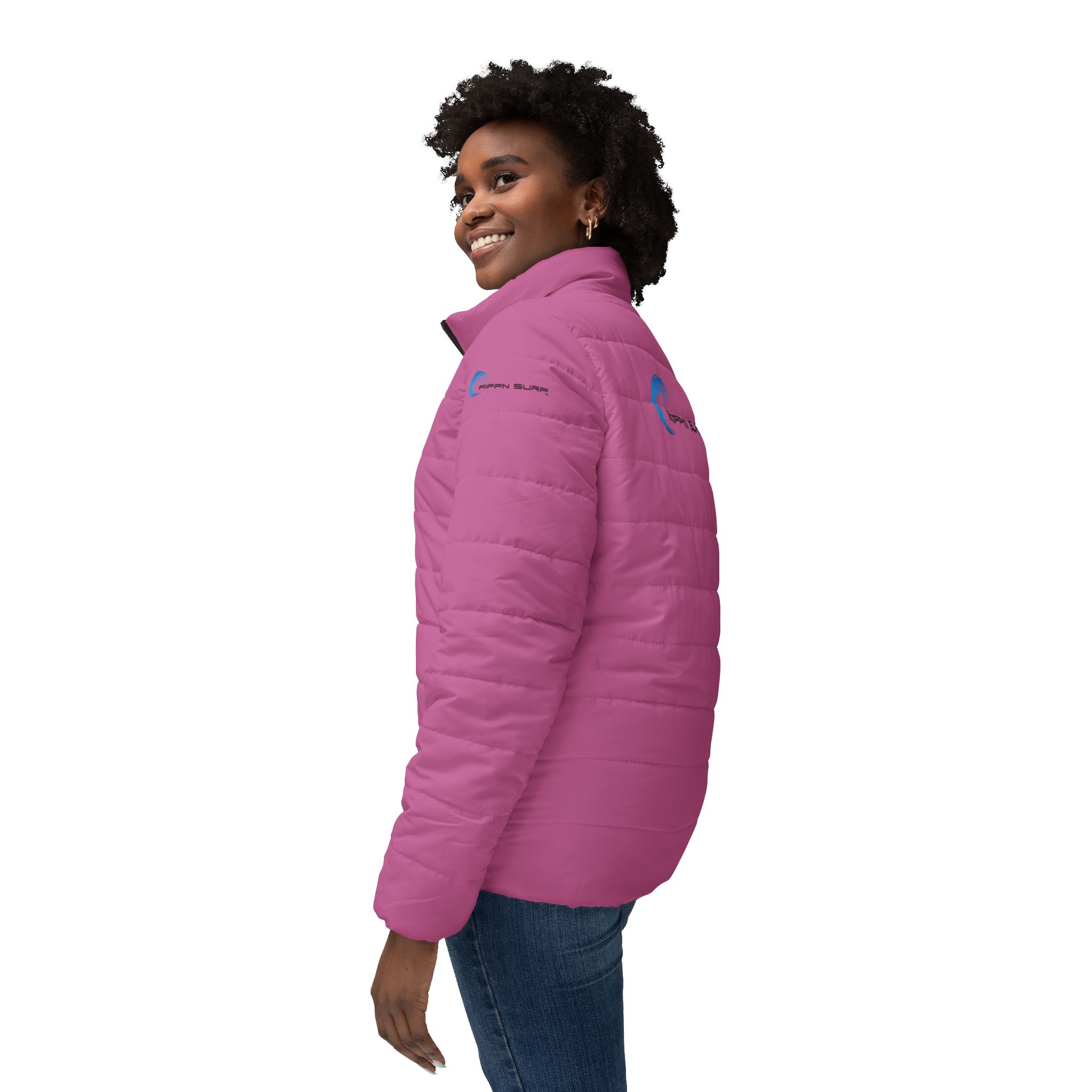 Rippn Surf Frontside Backside Light Pink Women’s Puffer Jacket - Image 5