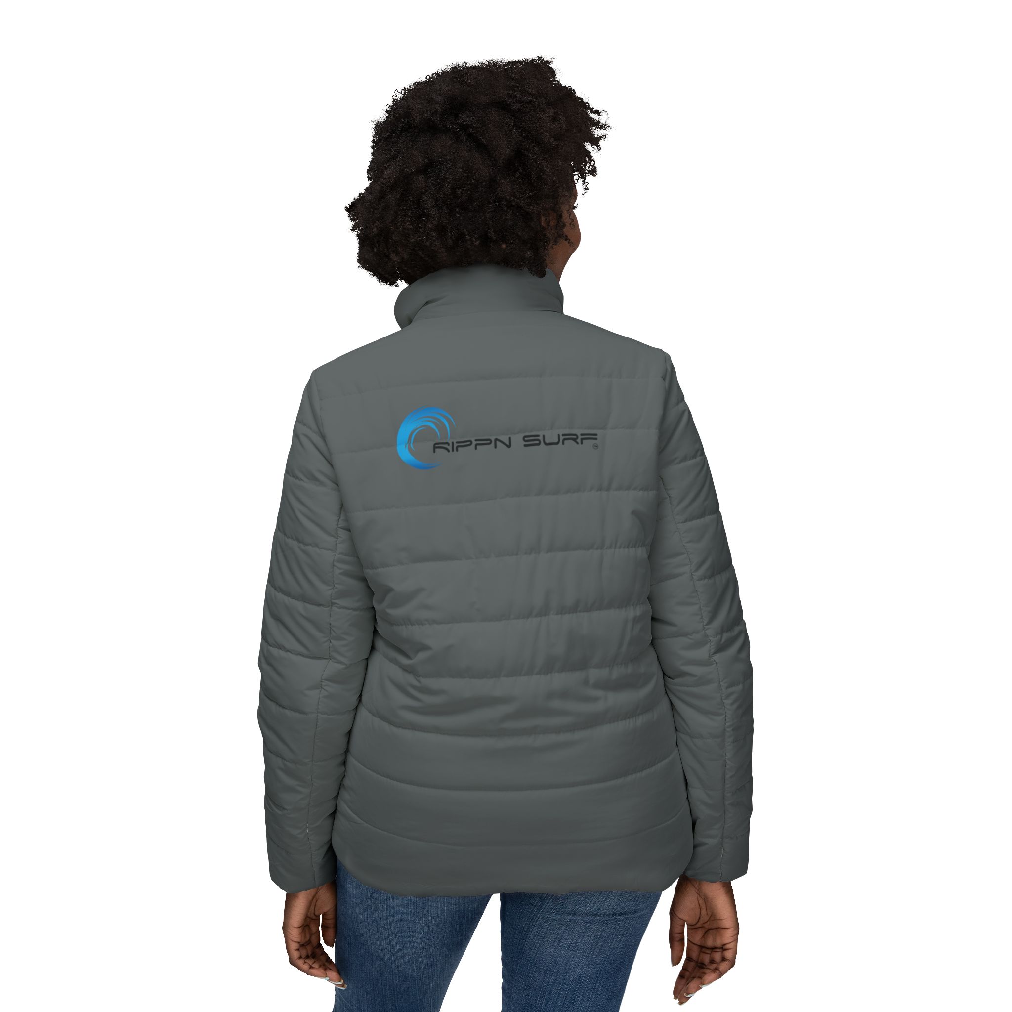 Rippn Surf Frontside Backside Dark Grey Women’s Puffer Jacket - Image 4