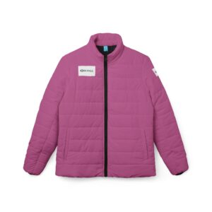 Ripped Light Pink Women’s Puffer Jacket(White Logo)