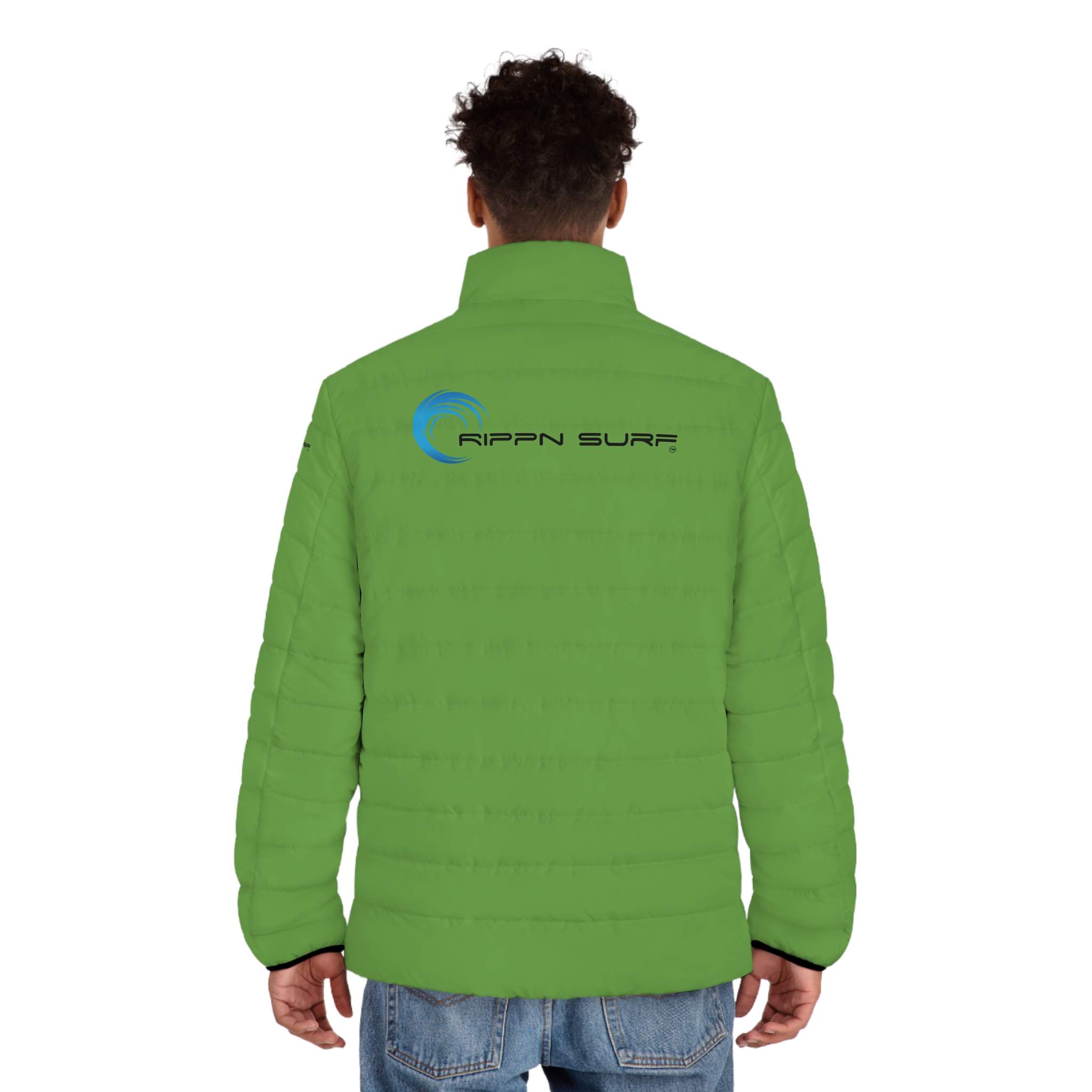 Rippn Surf Backside Wave Men's Green Puffer Jacket - Image 4