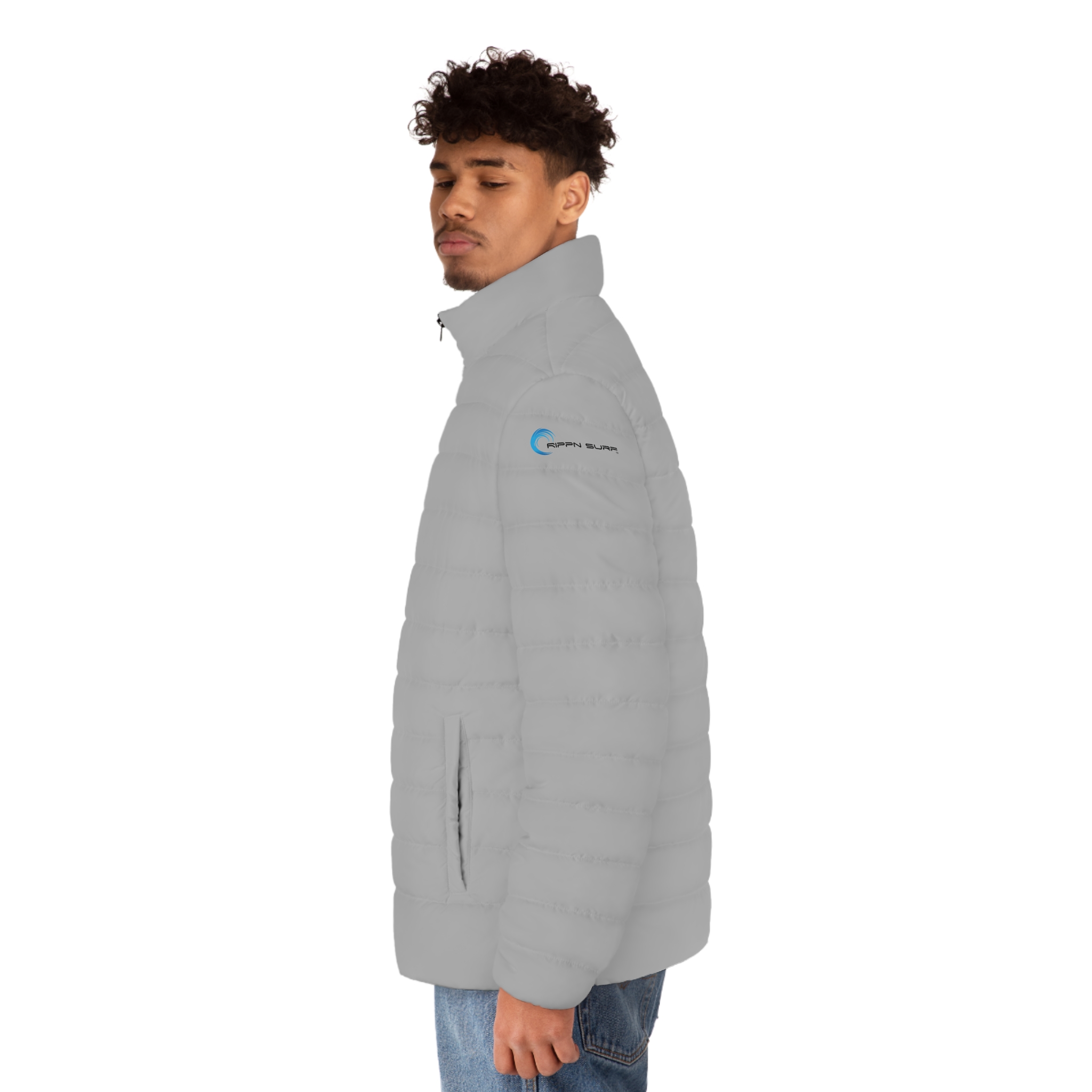 Rippn Surf Men's Light Grey Puffer Jacket - Image 6