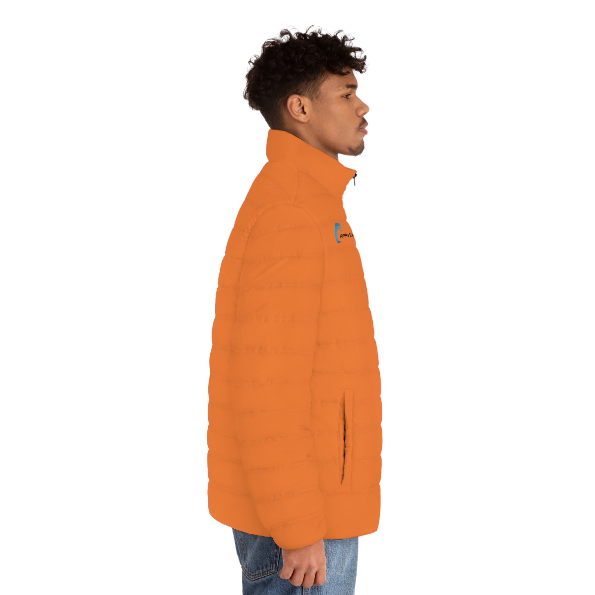 Rippn Surf Men's Light Orange Puffer Jacket - Image 5