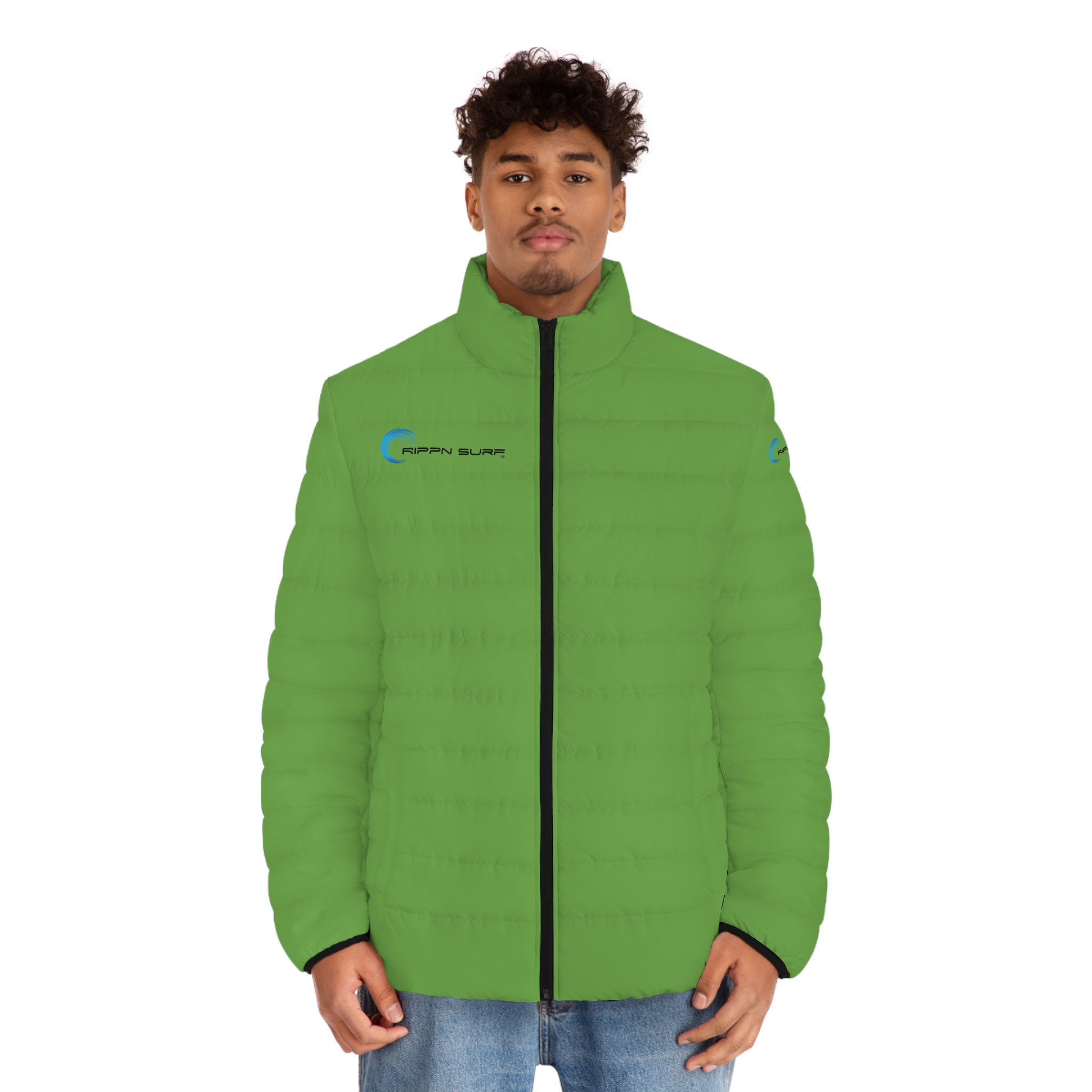 Rippn Surf Men's Green Puffer Jacket - Image 3