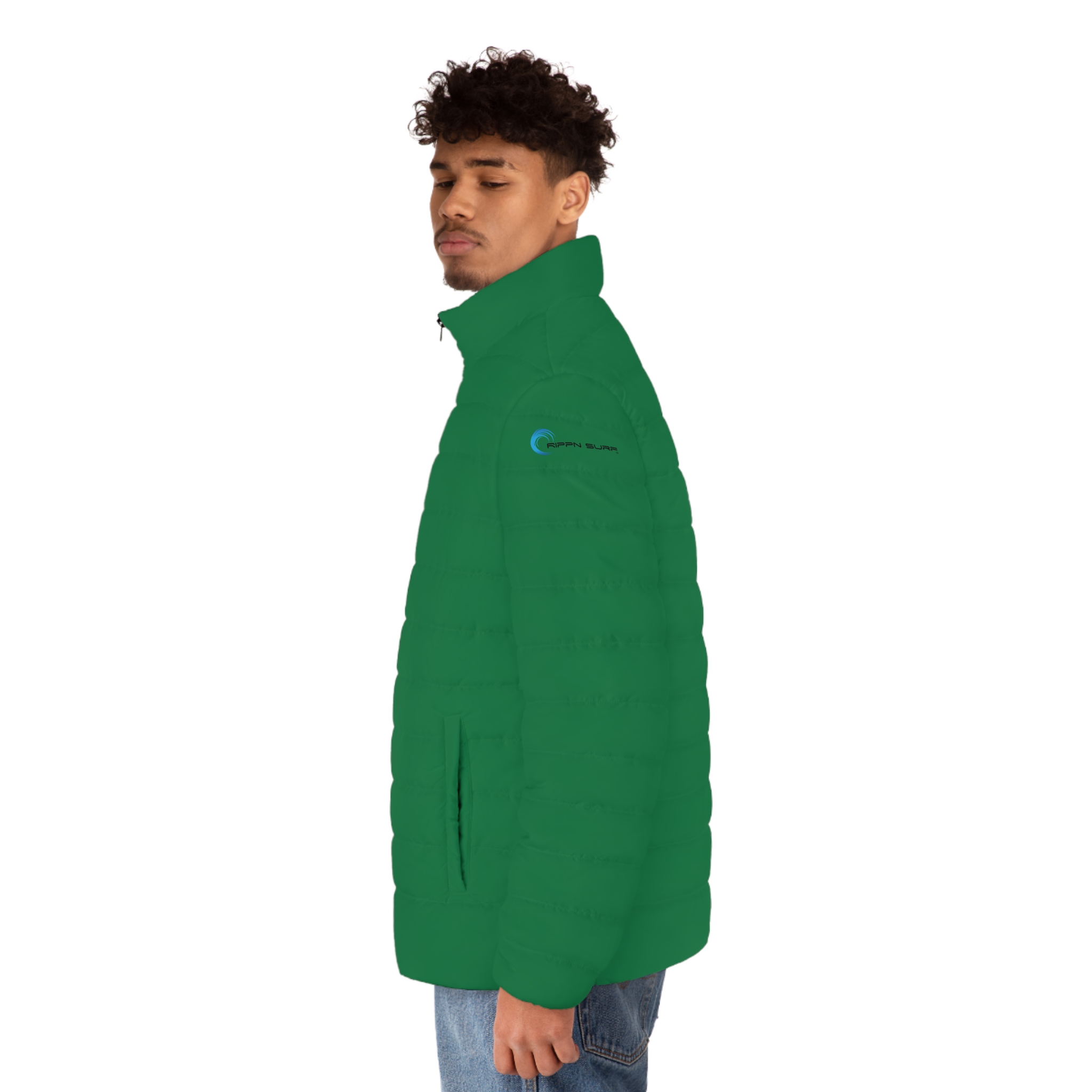 Rippn Surf Men's Dark Green Puffer Jacket - Image 6