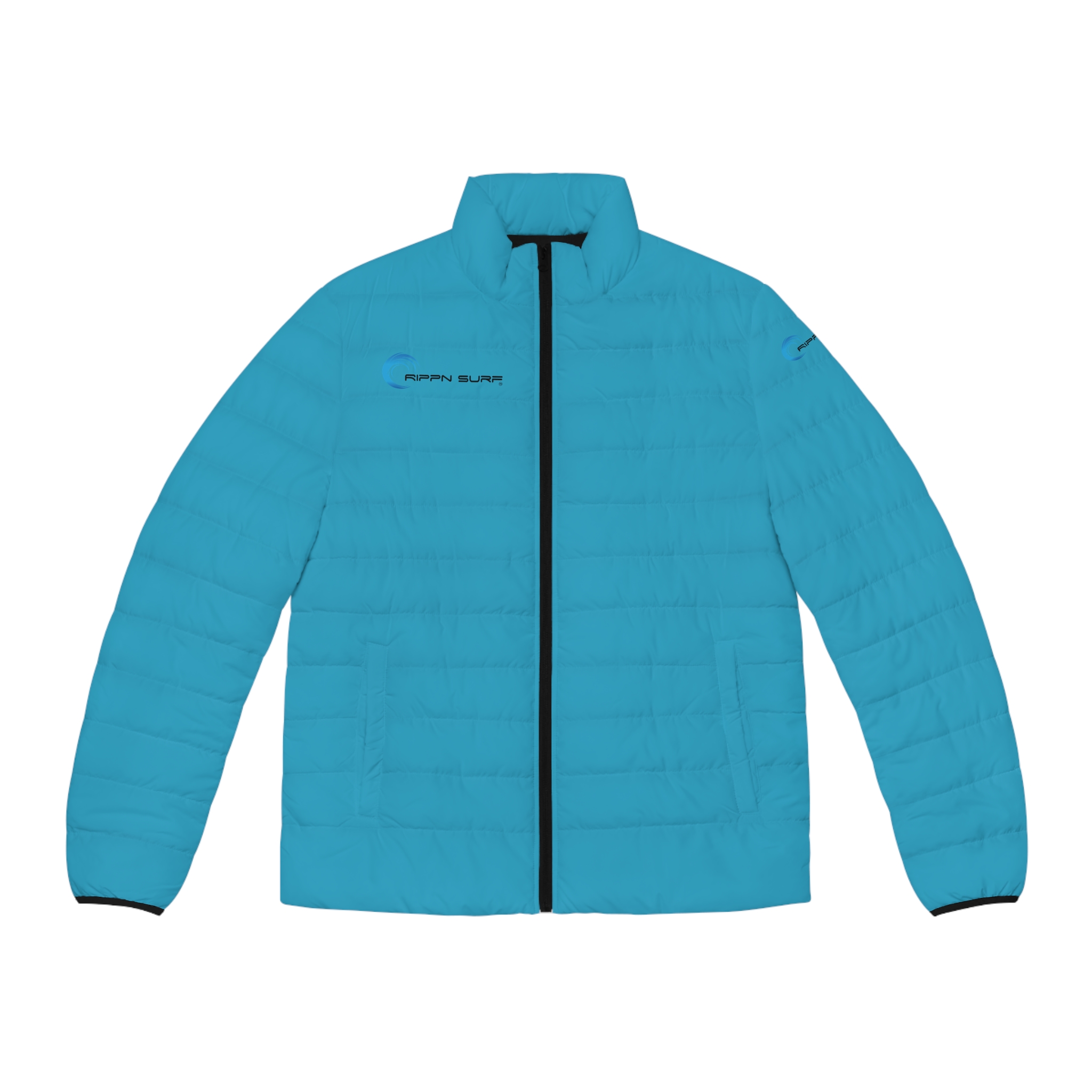 Rippn Surf Backside Wave Men's Ocean Blue Puffer Jacket - Image 2