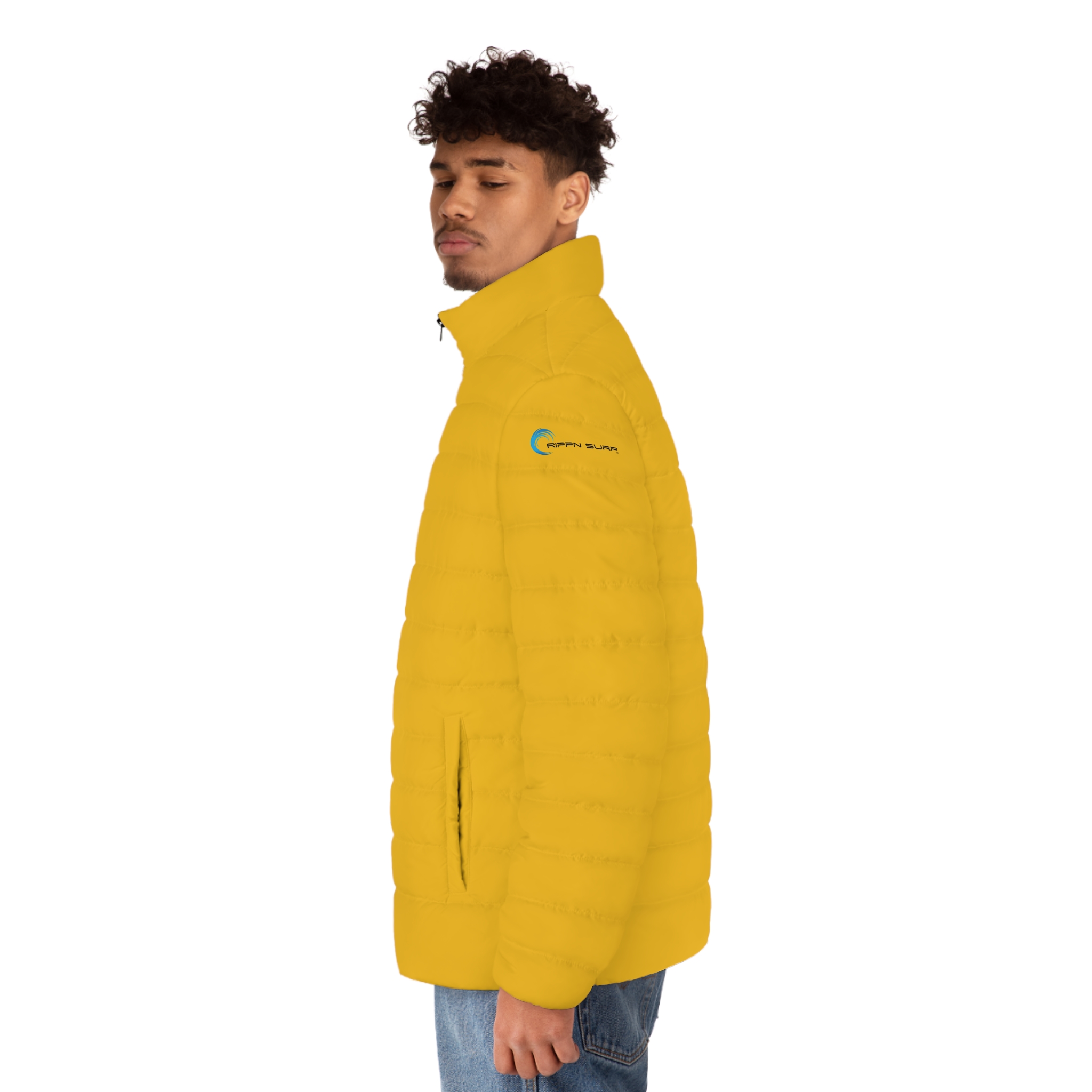 Rippn Surf Men's Yellow Puffer Jacket - Image 6