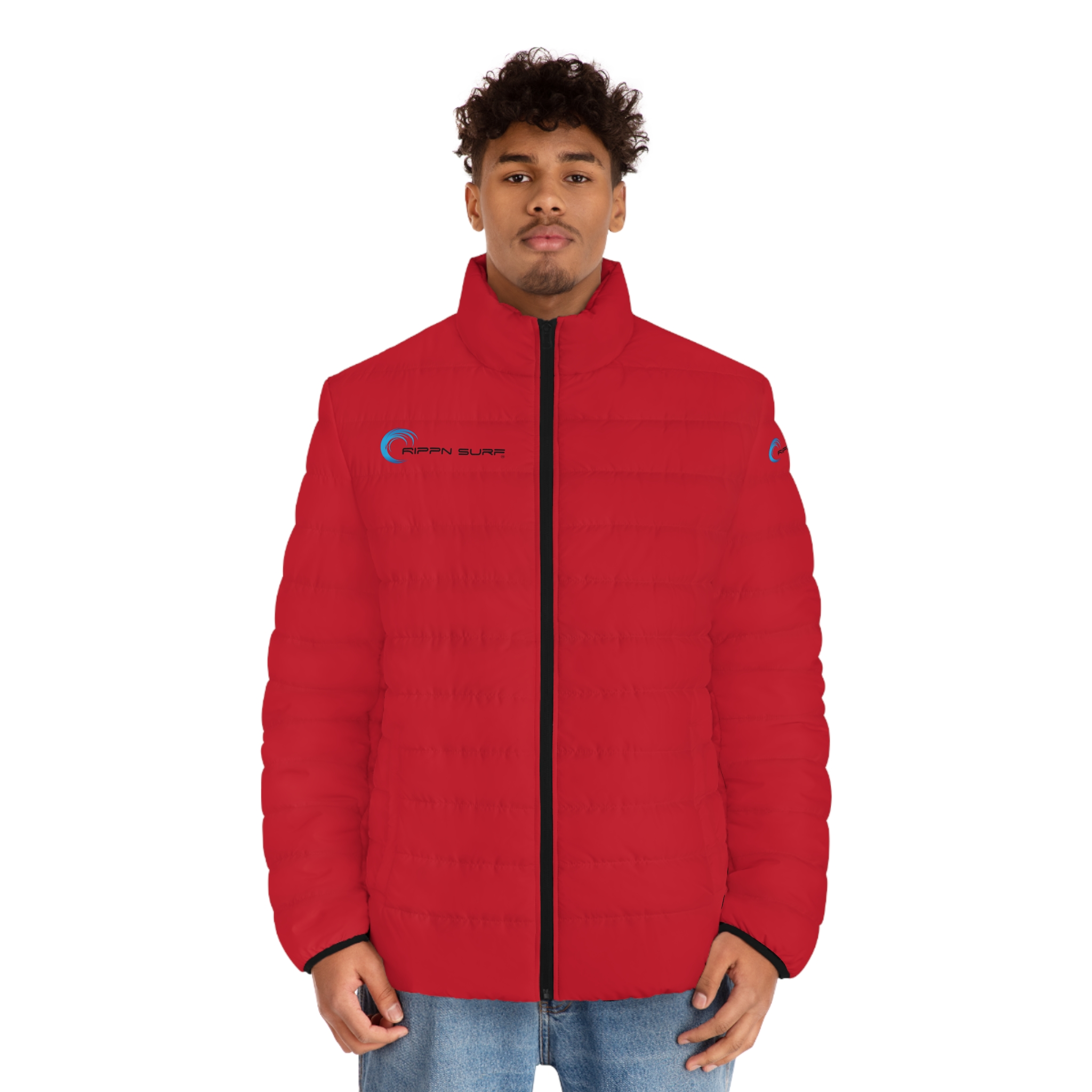 Rippn Surf Men's Dark Red Puffer Jacket - Image 3