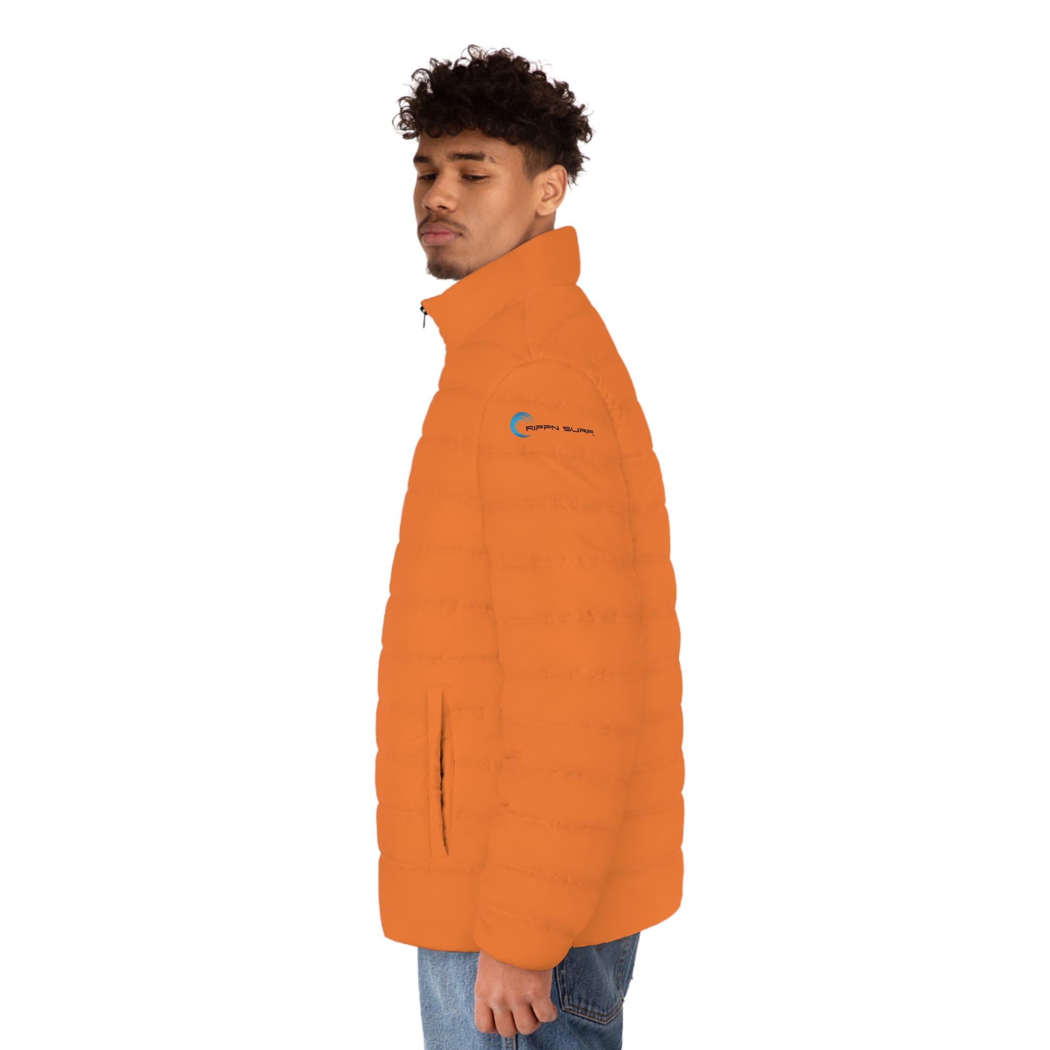 Rippn Surf Men's Light Orange Puffer Jacket - Image 6