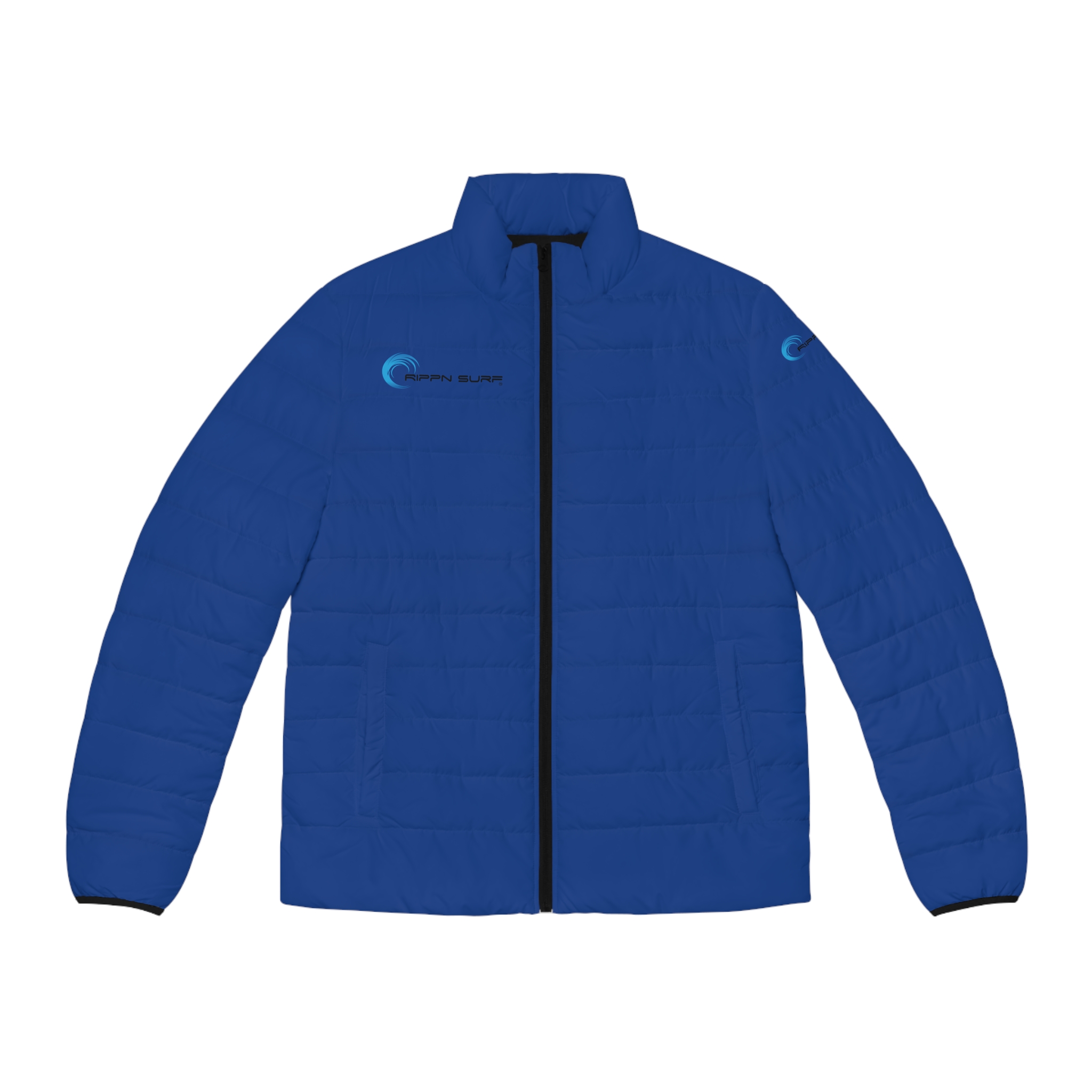 Rippn Surf Backside Wave Men's Dark Blue Puffer Jacket - Image 2
